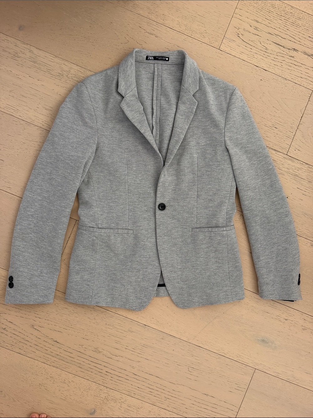 Zara Light Gray Single-Button Knit Blazer